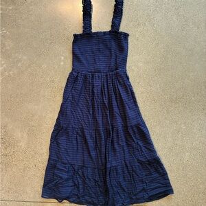 La Blanca Navy Blue Textured Sleeveless Dress